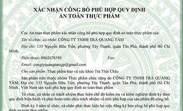Công bố phù hợp quy định an toàn thực phẩm