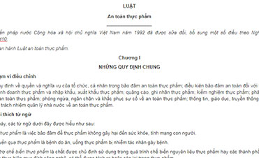 Luật an toàn thực phẩm số 55/2010/QH12